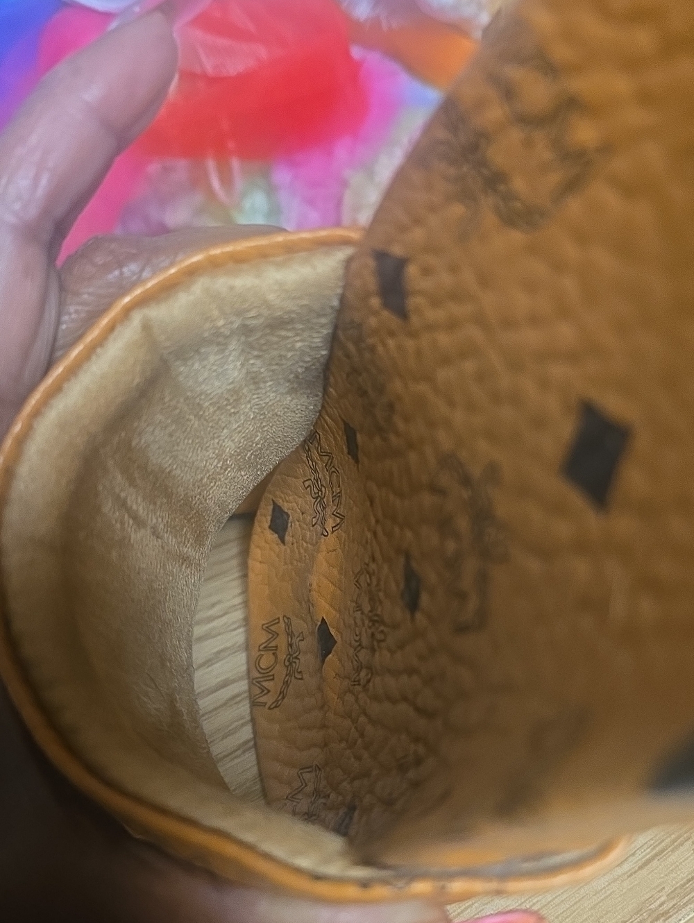 MCM Cognac Logo Slide Sandals - Tan Brown - Picture 6 of 8